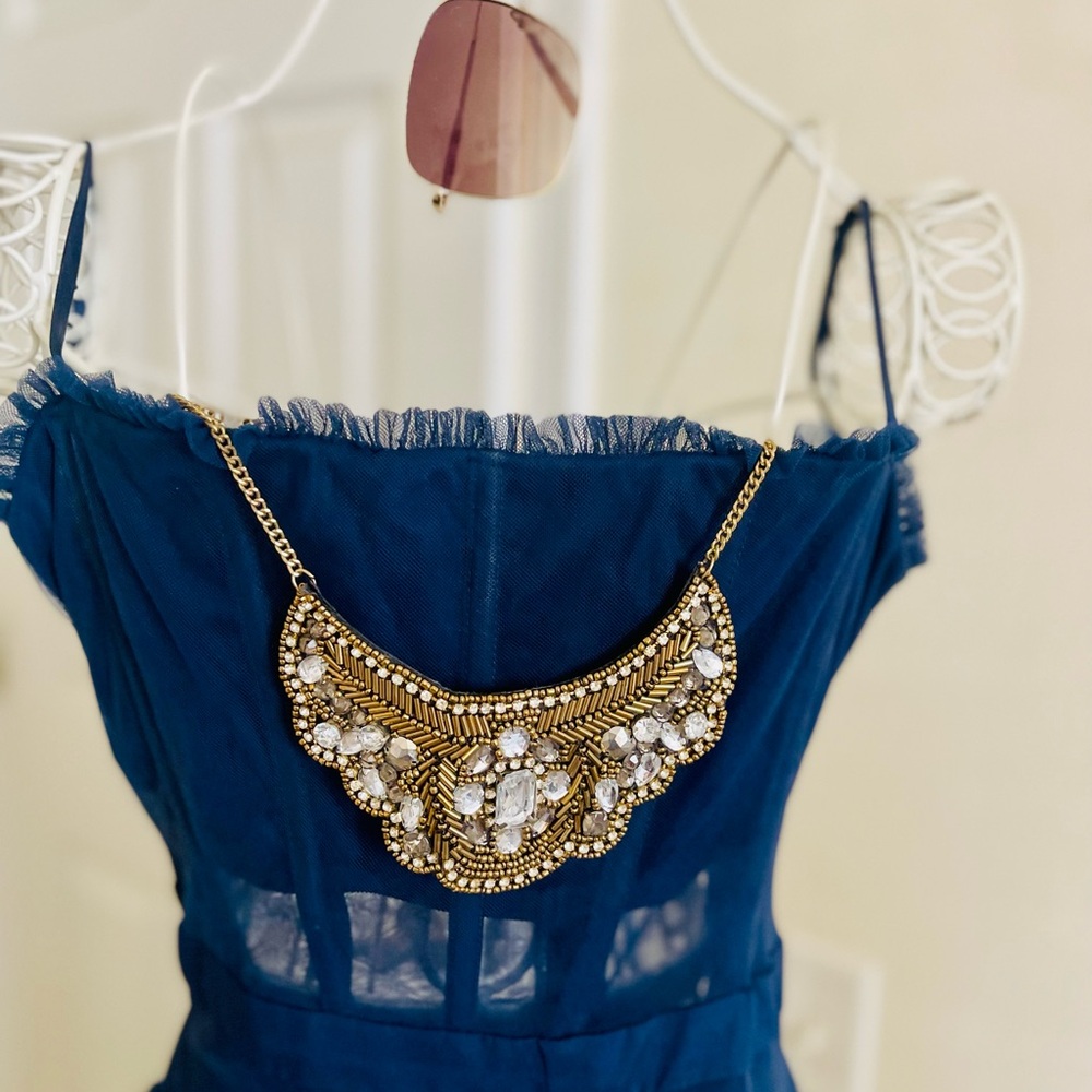 Nordstrom Navy Blue Tiered Tull Maxi Dress NWOT - Picture 10 of 13